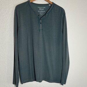 Lucky Brand Men's Teal Green Long Sleeve Henley T-Shirt Venice Burnout Size XL